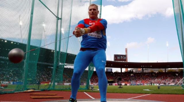 Sergey Litvinov of Russia competes in the men's hammer throw final during the European Athletics Championships at the Letzigrund Stadium in Zurich August 16, 2014. REUTERS/Phil Noble
