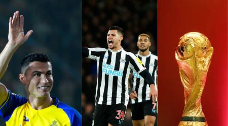 After Qatar, Saudi Arabia attempts to bring the world to its shores using sport and its biggest icons such as Cristiano Ronaldo and the game’s biggest symbol – the World Cup.  (AP)