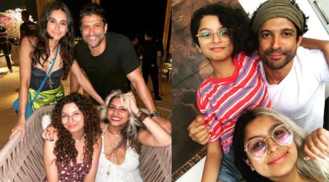 Farhan Akhtar with Shibani Dandekar and his daughters. (Photo: Farhan Akhtar/Instagram)