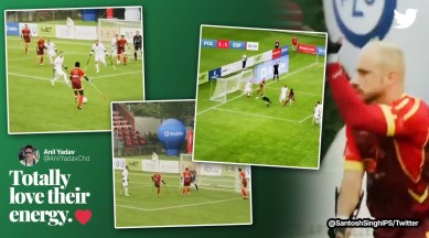 specially-abled men play football, amputee football, Santosh Singh, IPS officer, 2011 batch, Twitter, World Amputee Football Federation, viral, trending, Indian Express