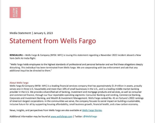 Wells Fargo Air India