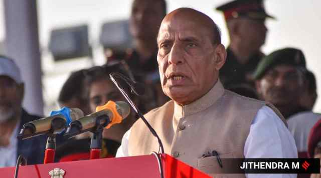 Union Defence Minister Rajnath Singh (Express Photo by Jithendra M)