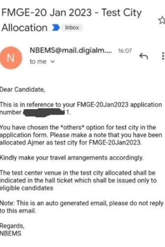 FMGE candidates admit card missing