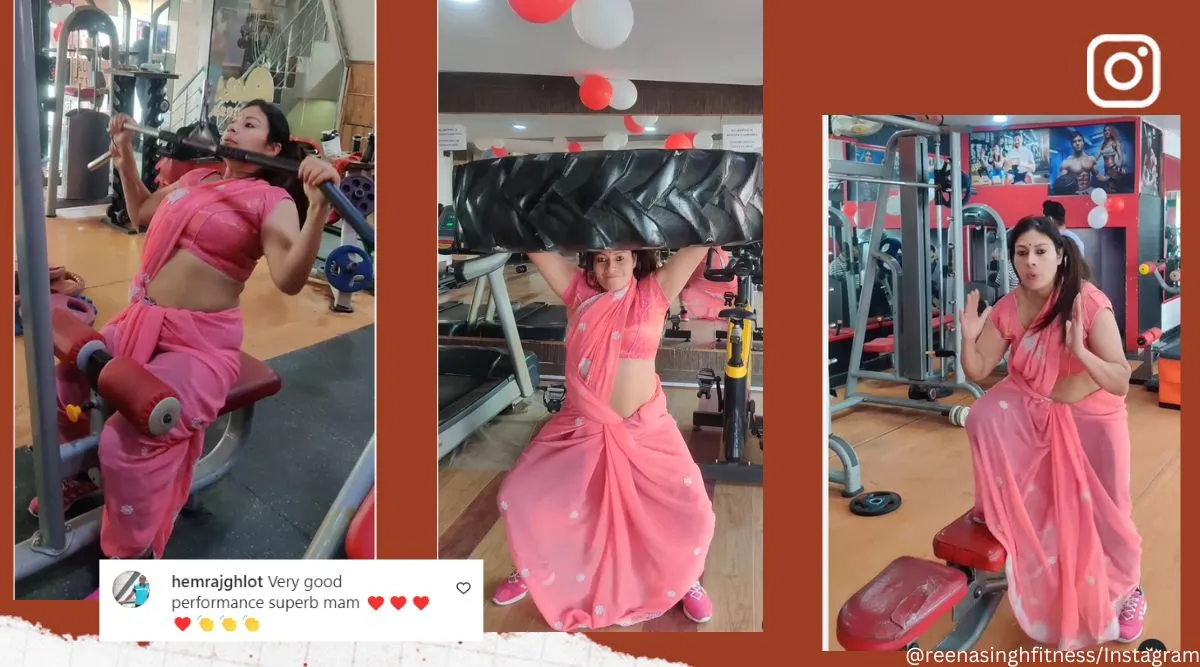 Woman works out in a gym in a saree. Video goes viral but netizens miffed |  Trending News - The Indian Express