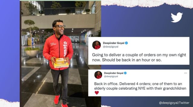 Zomato CEO Deepinder Goyal turns delivery agent for a day on New Year’s Eve, Zomato founder, Deepinder Goyal, New Year celebrations, home delivery, food delivery apps, viral, trending, Twitter, Indian Express