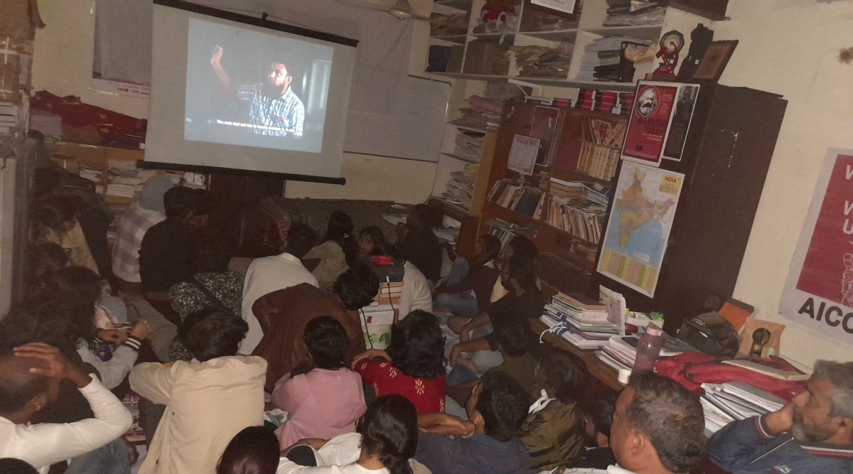 The screening of the BBC documentary was attended by nearly 45 students from various colleges in Bengaluru. (Express Photo)