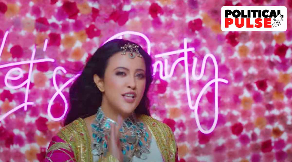A still from Amruta Fadnavis's latest music video. (Photo: Videograb/Youtube@T-Series)