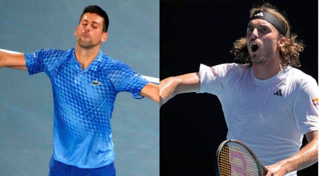 Novak Djokovic on left and Stefanos Tsitsipas on right. (FILE)