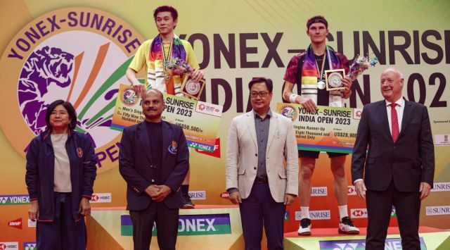 India Open winner Kunlavut Vitidsarn with Viktor Axelsen. (BAI/Twitter)