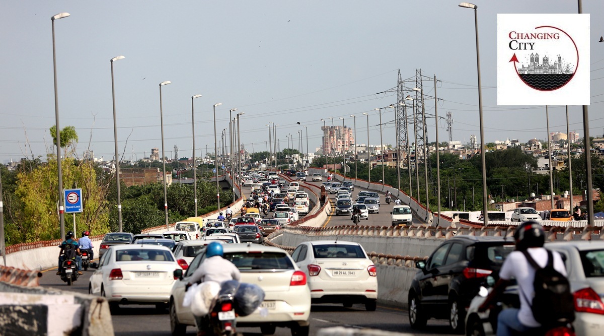 The 3.5 km-long stretch will connect Mayur Phase I to Sarai Kale Khan, from where the stretch will merge with the existing Barapullah phase I. (Express Photo by Gajendra Yadav)