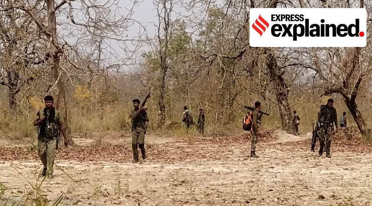 Security forces at the encounter site in Bijapur, Chhattisgarh.