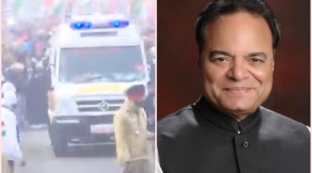 Congress MP Santokh Singh Chaudhary was taken to a hospital in an ambulance in Ludhiana, during Bharat Jodo Yatra. (Photo: ANI)