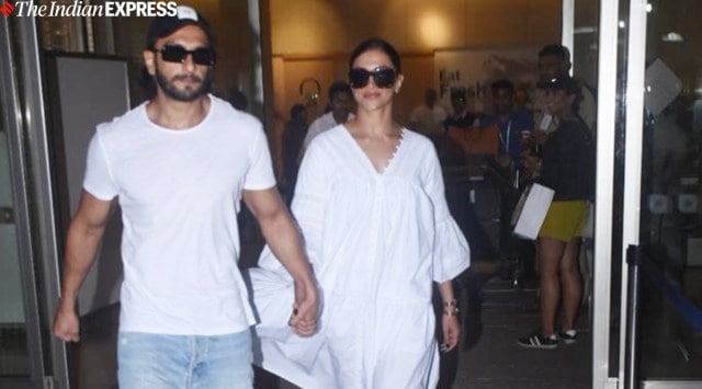 Ranveer Singh-Deepika Padukone twin in white as they return to Mumbai ...