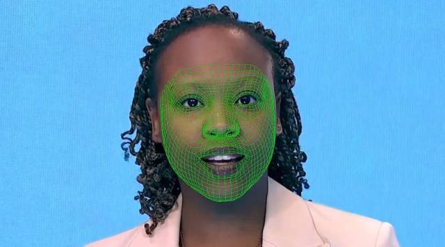 A face covered by a wireframe, which is used to create a deepfake image (Image credit: Reuters TV, via Reuters)