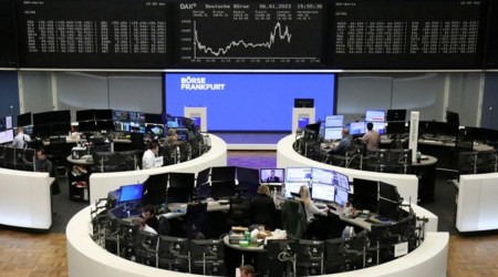 The German share price index DAX graph is pictured at the stock exchange in Frankfurt, Germany, January 6, 2023.    (REUTERS)