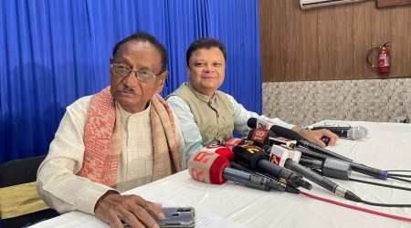 Ex Odisha CM Giridhar Gamang along with his son Shishir.