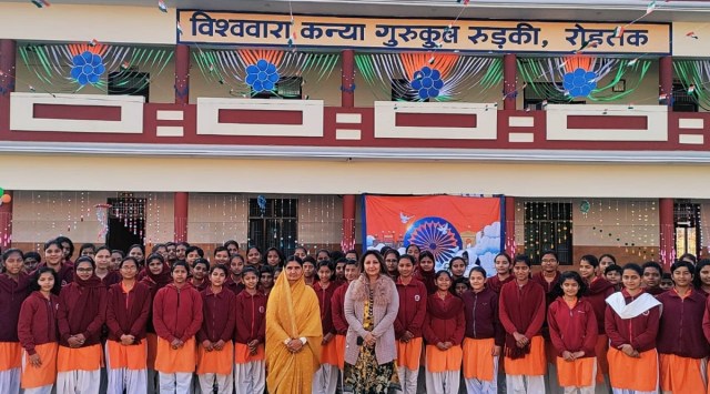 Sukama is currently the principal of Vishvavara Kanya Gurukul in Rohtak’s Roorkee village. (Express)