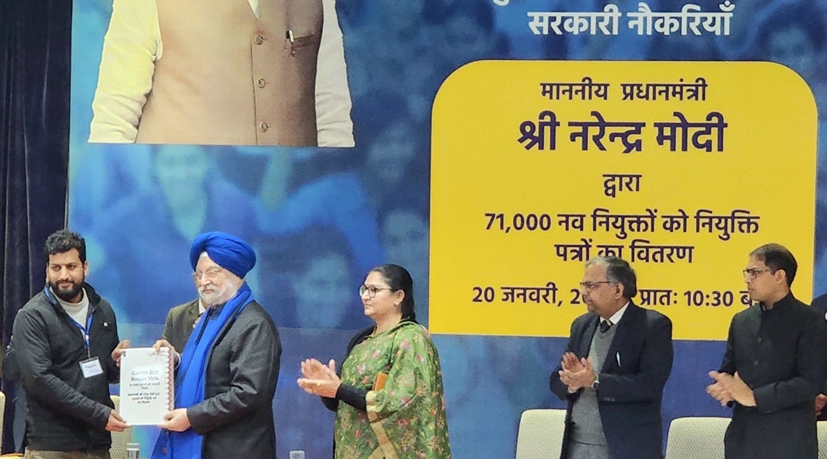 Rozgar Mela: Union minister Hardeep Puri hands over appointment letters to recruits in Ludhiana
