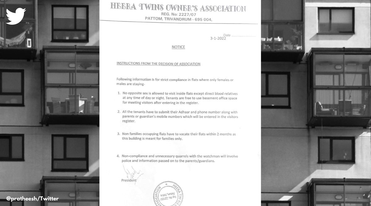 Kerala RWA posts questionable instructions for tenants, criticised for moral policing Trending News photo pic image