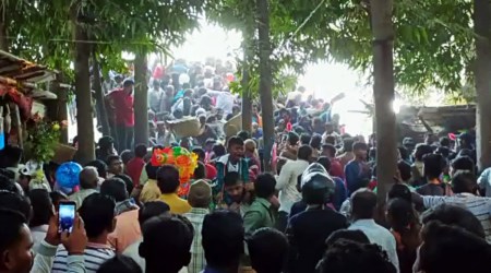View of the rush during Makar Mela at Singhanath Temple, Baramba where a stampede occurred killing one and injuring several others, in Cuttack on Saturday. (ANI Photo)