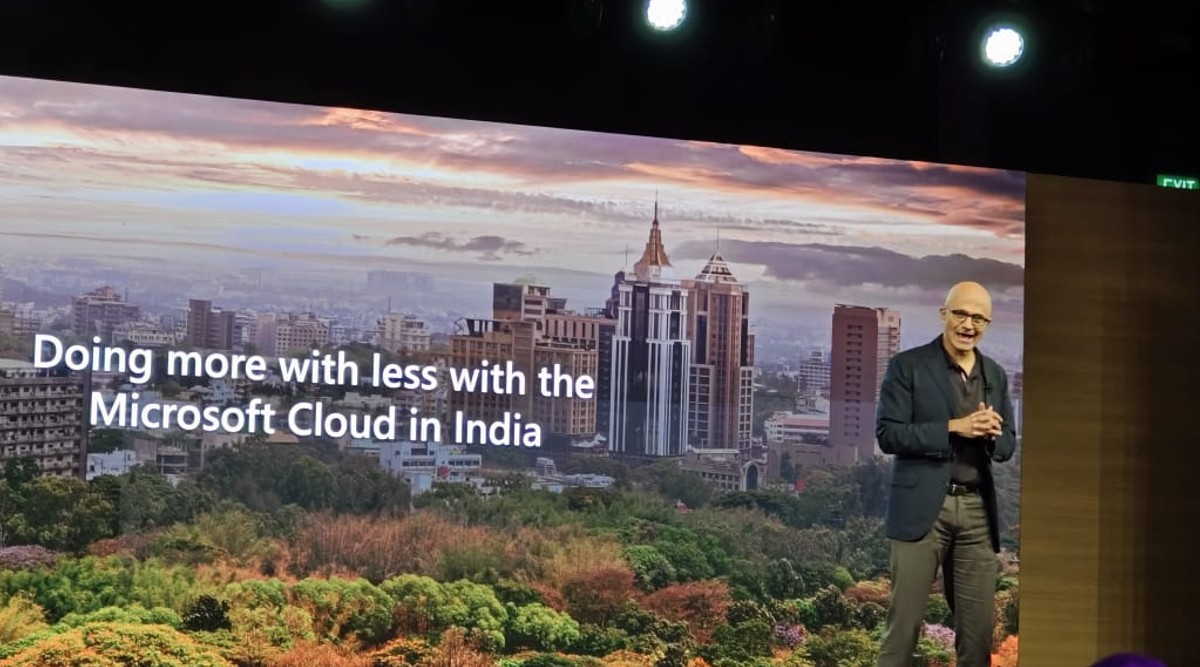 Microsoft showcased various AI powered tools and services at Future ready technology summit 2023 (Image credit: Vivek Umashankar / Indian Express)