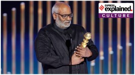 This image released by NBC shows M.M. Keeravani accepting the Best Original Song award for "Naatu Naatu" from "RRR" during the 80th Annual Golden Globe Awards.