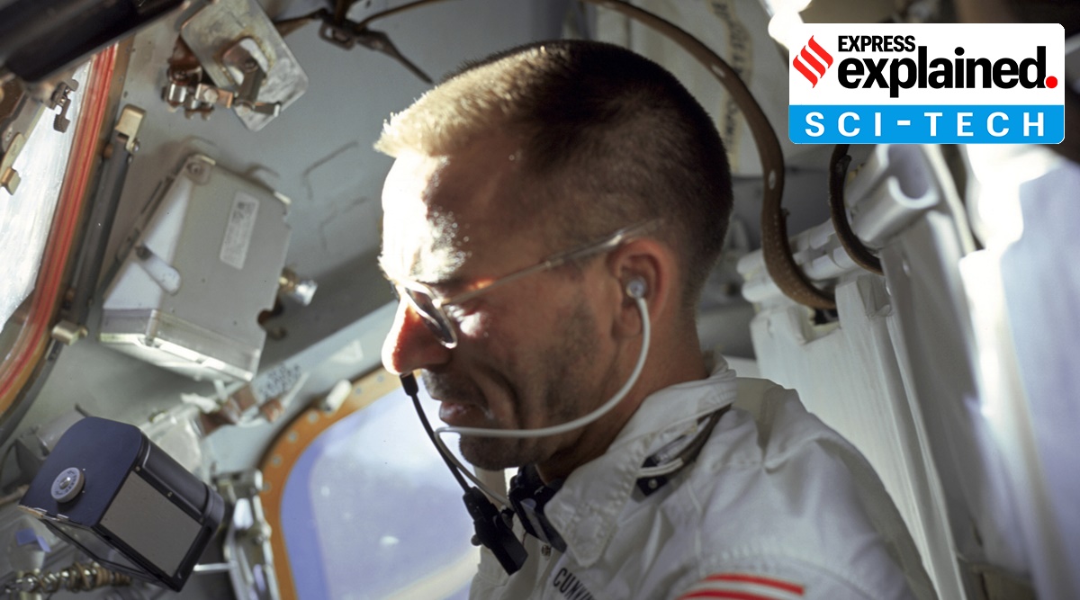 A photo provided by NASA shows astronaut Walter Cunningham aboard Apollo 7 in 1968. (NYT)