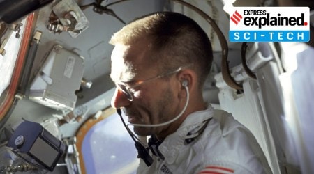 A photo provided by NASA shows astronaut Walter Cunningham aboard Apollo 7 in 1968. (NYT) 
