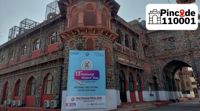 The building located in Kashmere Gate now houses the Delhi State Election Commission office. (Express Photo by Aiswarya Raj)