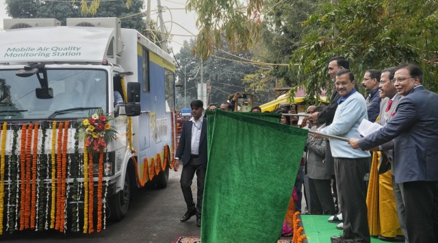 Kejriwal said more mobile vans can be launched eventually to collect data from different areas. (Express Photo by Abhinav Saha)