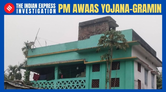 This pucca house is where Altaf Ansari, brother-in-law of TMC worker Jehangir Sheikh, stays in Madarhat. (Express Photo by Partha Paul)