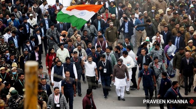 Rahul Gandhi in Delhi during Bharat Jodo Yatra. (Express)