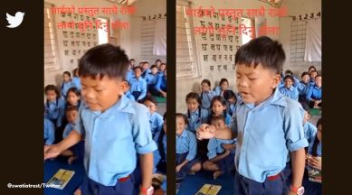 young schoolboy signs Nepali song, viral school kids video, school boy singing Katti ramro geet Nepali song, Nagaland Minister Temjen Imna Along, Nagaland Minister Temjen Imna Along tweets, indian express