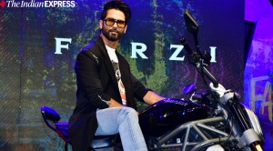 Shahid Kapoor’s dashing entry on a bike for Farzi trailer launch