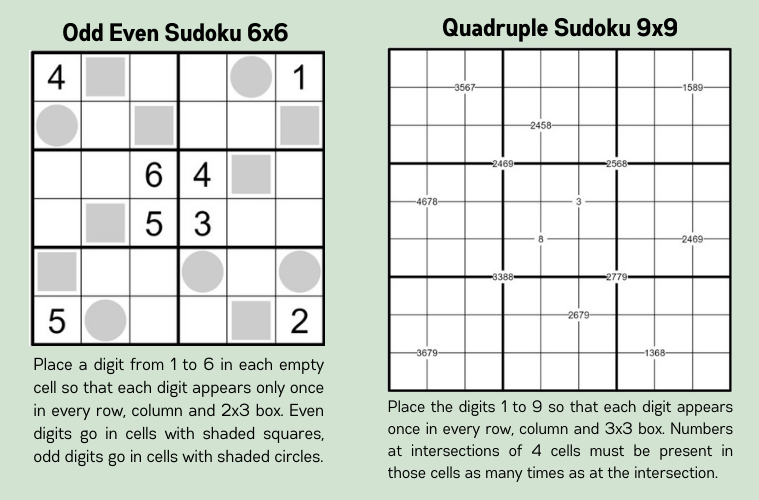 examples of popular sudoku variants in contests