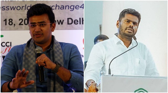 Annamlai (R) also said that Surya had not apologised as reported by the media. (Express photo/File)