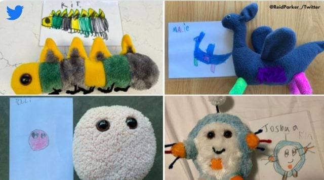 Teacher creates stuffed toys out of student’s drawing, teacher gifts students toys based on their drawing, wholesome teachers, wholesome viral Twitter thread, pay teachers more movement, indian express