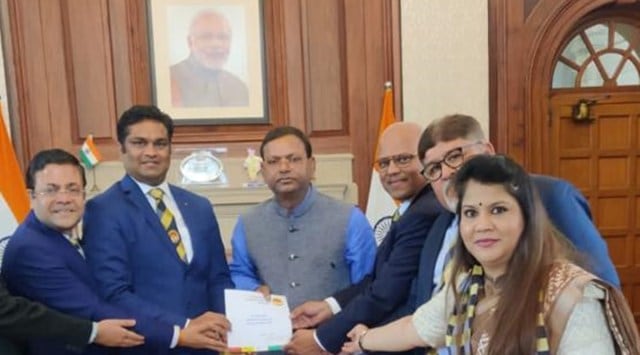 TPF delegation hands over suggestion to MoS Finance, Pankaj Chaudhary.