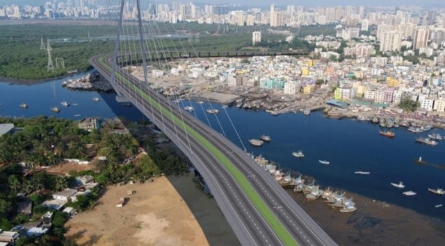 A digital illustration of the Madh-Versova Bridge 