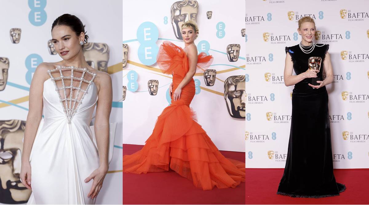 BAFTA 2023 Classic style, pop of colours, and glitter dominated red
