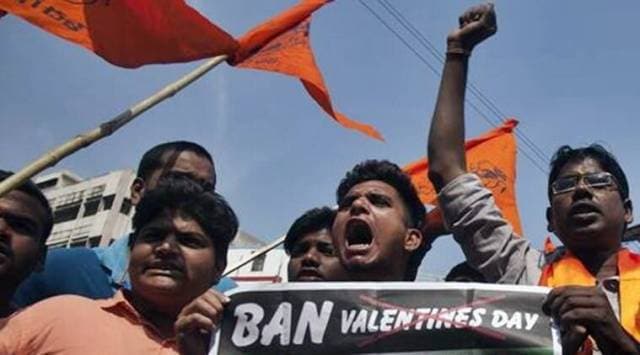 A video of the incident has surfaced on social media, in which the Bajrang Dal workers are seen wielding sticks. (Express Photo)