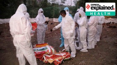 Health workers in PPE kits.