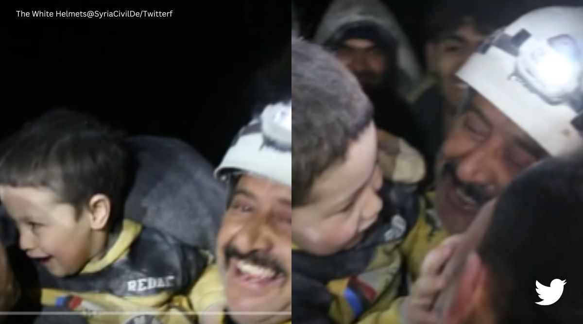 Child slaps people out of joy in Syria after getting rescued