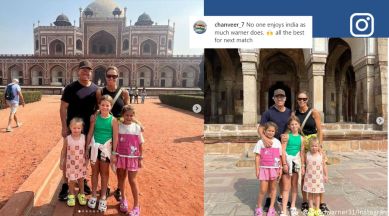 David Warner visits a monument in Delhi along with his family