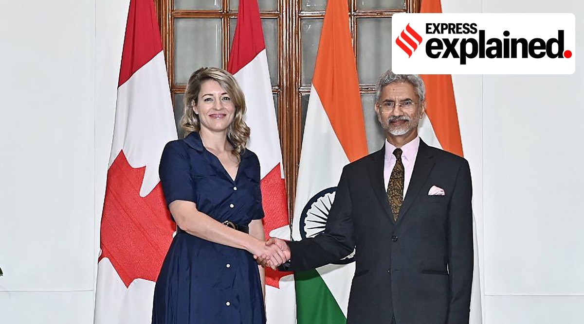 Foreign Ministers Joly and Jaishankar in New Delhi this week. (Twitter/@DrSJaishankar)