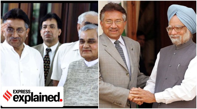 Ex-Pakistan President Pervez Musharraf with former Indian Prime Ministers Atal Bihari Vajpayee and Manmohan Singh.