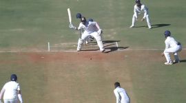 Hanuma Vihari, Hanuma Vihari batting, Hanuma Vihari one handed shot, Ranji Trophy, Andhra vs Madhya Pradesh