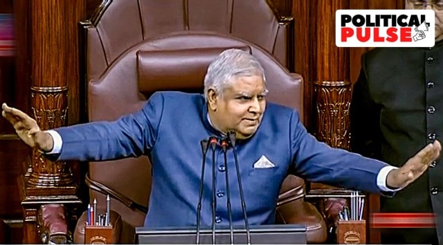 Vice President Jagdeep Dhankhar conducts proceedings in the Rajya Sabha during Budget Session of Parliament, in New Delhi. (PTI)