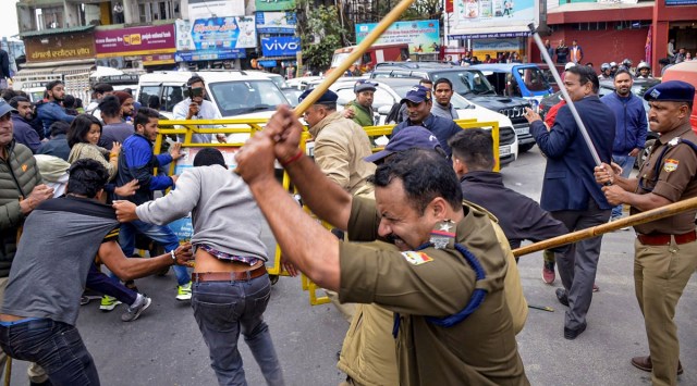 Uttarakhand News, Pushkar Singh Dhami, cheating for transparent exams, Uttarakhand Police, police lathicharge, Indian Express, India news, current affairs