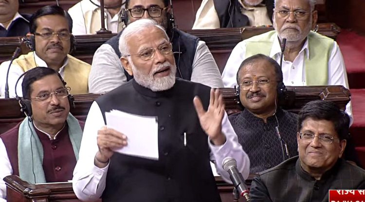 Prime Minister Narendra Modi 
addressed the Rajya Sabha on Thursday. (Photo: PTI)